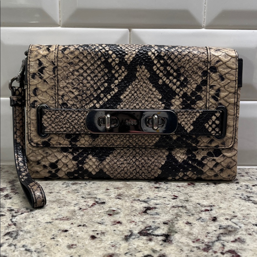 Coach Python Swagger Clutch Euc - image 1